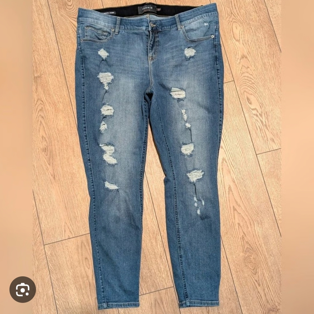 Torrid Light Blue Distressed Skinny Jeans
